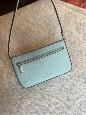kate spade Light Blue Pebbled Leather small Bag with Front Zip